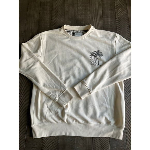 Denim & Flower Los Angeles California Palm Tree Graphic Sweatshirt Cream Size M - Picture 5 of 8